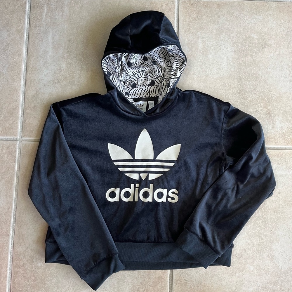 ADIDAS Velour Crop Hoodie EUC